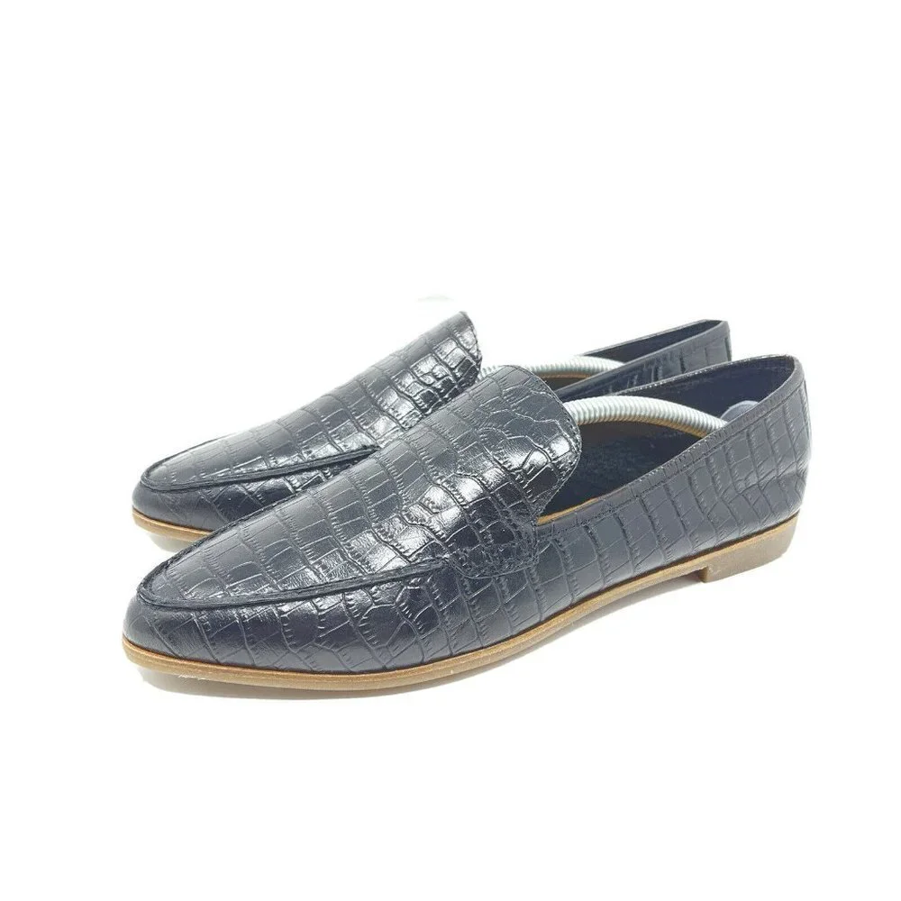 Lucky Brand 7.5 Bejaz Loafer Black Croc Leather